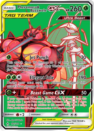 POKEMON TCG - Pheromosa & Buzzwole GX (191) (Full Art) SM  Unbroken Bonds - Ultra Rare