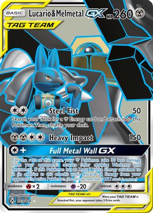 POKEMON TCG - Lucario & Melmetal GX (Full Art) 203 SM  Unbroken Bonds - Ultra Rare