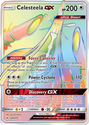POKEMON TCG - Celesteela GX (Secret) 228 SM  Unbroken Bonds - Secret Rare