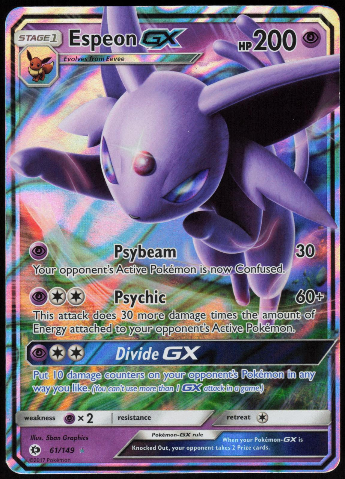 ESPEON GX 61/149 SM BASE SET POKEMON ULTRA RARE HOLO LP