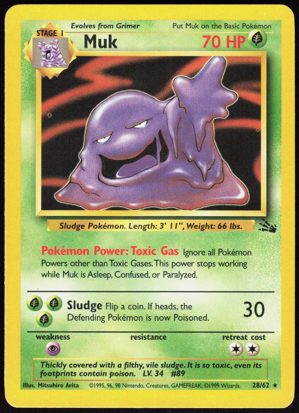 MUK 28/62 FOSSIL POKEMON RARE UNLIMITED LP