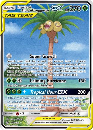 POKEMON TCG - Rowlet & Alolan Exeggutor GX (Alternate Full Art) SM  Unified Minds - Ultra Rare