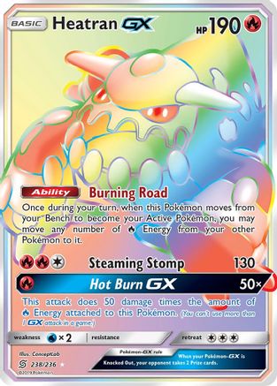 POKEMON TCG - Heatran GX (Secret) 238 SM  Unified Minds - Secret Rare