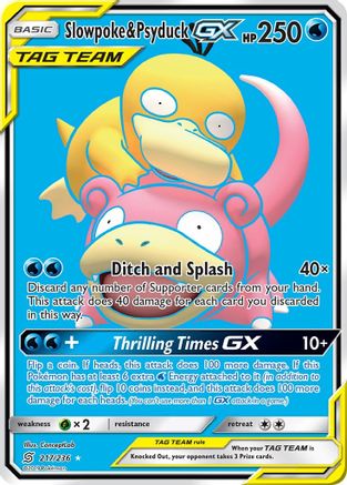 POKEMON TCG - Slowpoke & Psyduck GX (Full Art) SM  Unified Minds - Ultra Rare