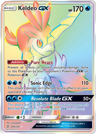 POKEMON TCG - Keldeo GX (Secret) 240 SM  Unified Minds - Secret Rare