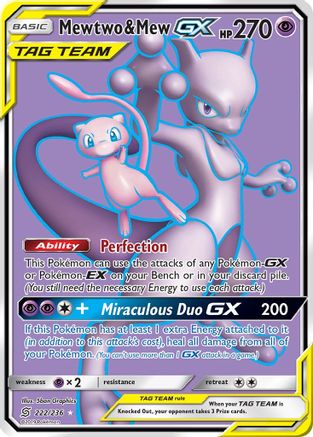 POKEMON TCG - Mewtwo & Mew GX (Full Art) SM  Unified Minds - Ultra Rare