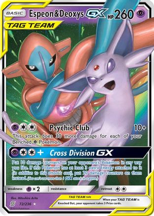 POKEMON TCG - Espeon & Deoxys GX 072 SM  Unified Minds - Ultra Rare