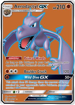 POKEMON TCG - Aerodactyl GX (Full Art) 224 SM  Unified Minds - Ultra Rare