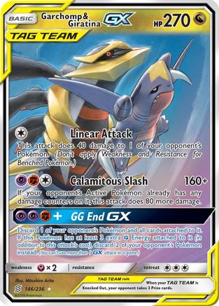 POKEMON TCG - Garchomp & Giratina GX 146/236 SM  Unified Minds - Ultra Rare