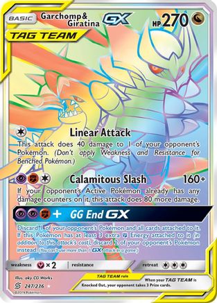 POKEMON TCG - Garchomp & Giratina GX (Secret) 247 SM  Unified Minds - Secret Rare