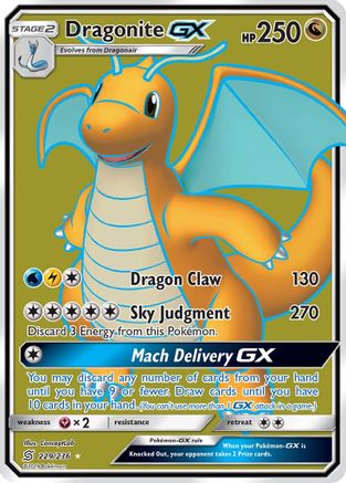 POKEMON TCG - Dragonite GX (Full Art)/236 SM  Unified Minds - Ultra Rare