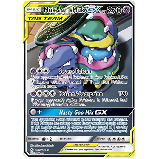 POKEMON TCG - MUK & ALOLAN MUK GX 197/214 UNBROKEN BONDS ALTERNATE ART
