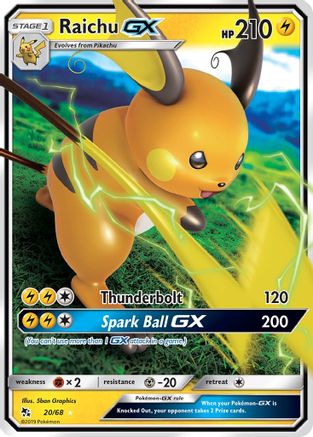 POKEMON TCG - Raichu GX 020/68 Hidden Fates - Ultra Rare