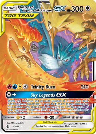 POKEMON TCG - Moltres & Zapdos & Articuno GX 044/68 Hidden Fates - Ultra Rare