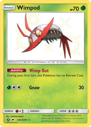 POKEMON TCG - Wimpod SV4/SV94 Hidden Fates Shiny Vault - Shiny Holo Rare