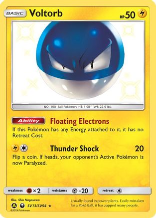 POKEMON TCG - Voltorb SV13/SV94 Hidden Fates Shiny Vault - Shiny Holo Rare