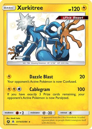 POKEMON TCG - Xurkitree SV14/SV94 Hidden Fates Shiny Vault - Shiny Holo Rare