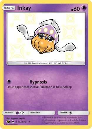 POKEMON TCG - Inkay SV17/SV94 Hidden Fates Shiny Vault - Shiny Holo Rare