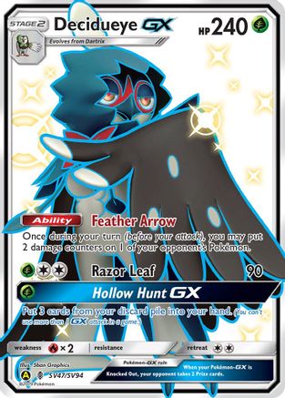 POKEMON TCG - Decidueye GX SV47/SV94 Hidden Fates Shiny Vault - Shiny Holo Rare