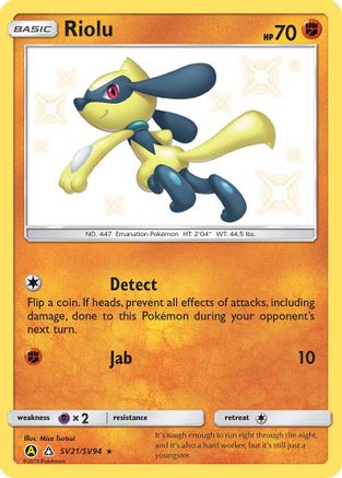 POKEMON TCG - Riolu SV21/SV94 Hidden Fates Shiny Vault - Shiny Holo Rare