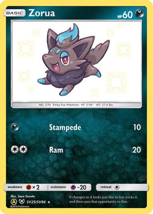 POKEMON TCG - Zorua SV25/SV94 Hidden Fates Shiny Vault - Shiny Holo Rare