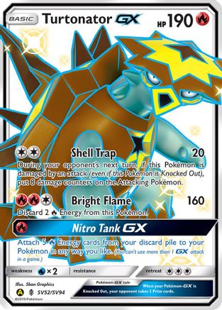 POKEMON TCG - Turtonator GX SV52/SV94 Hidden Fates Shiny Vault - Shiny Holo Rare