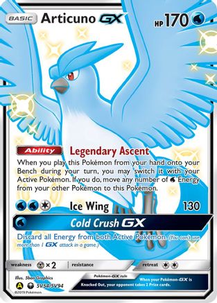 POKEMON TCG - Articuno GX SV54/SV94 Hidden Fates Shiny Vault - Shiny Holo Rare