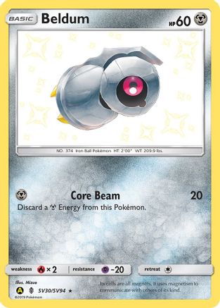 POKEMON TCG - Beldum SV30/SV94 Hidden Fates Shiny Vault - Shiny Holo Rare