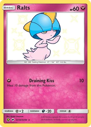 POKEMON TCG - Ralts SV34/SV94 Hidden Fates Shiny Vault - Shiny Holo Rare