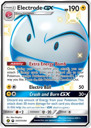 POKEMON TCG - Electrode GX SV57/SV94 Hidden Fates Shiny Vault - Shiny Holo Rare