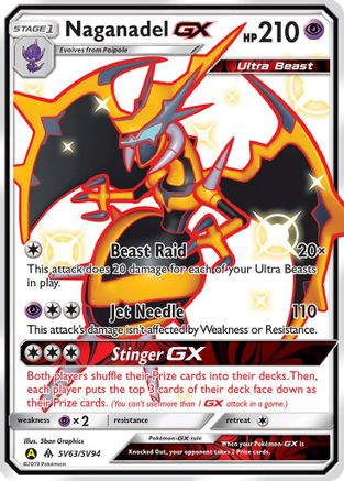 POKEMON TCG - Naganadel GX SV63/SV94 Hidden Fates Shiny Vault - Shiny Holo Rare