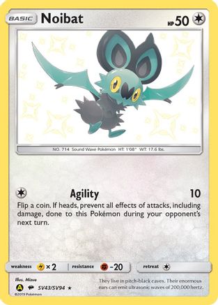 POKEMON TCG - Noibat SV43/SV94 Hidden Fates Shiny Vault - Shiny Holo Rare