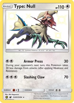 POKEMON TCG - Type: Null SV45/SV94 Hidden Fates Shiny Vault - Shiny Holo Rare