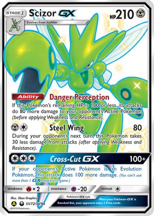 POKEMON TCG - Scizor GX SV72/SV94 Hidden Fates Shiny Vault - Shiny Holo Rare