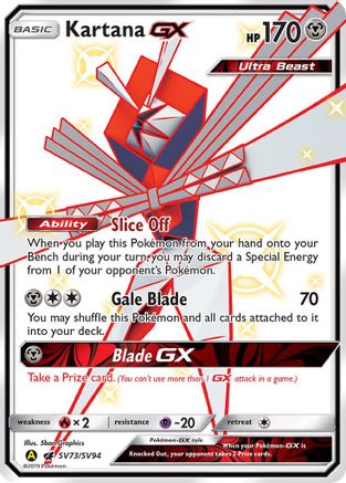 POKEMON TCG - Kartana GX SV73/SV94 Hidden Fates Shiny Vault - Shiny Holo Rare
