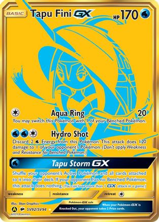 POKEMON TCG - Tapu Fini GX SV92 Hidden Fates Shiny Vault - Shiny Holo Rare