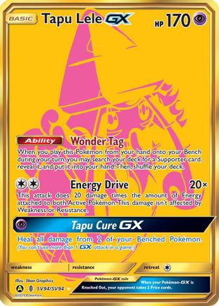 POKEMON TCG - Tapu Lele GX SV94 Hidden Fates Shiny Vault - Shiny Holo Rare