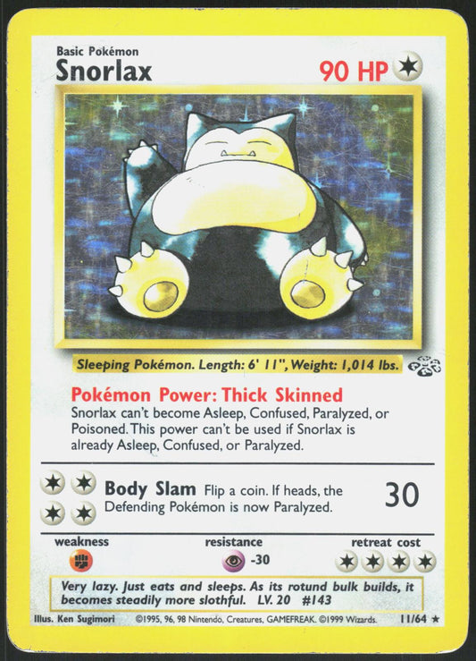 SNORLAX 11/64 JUNGLE POKEMON RARE UNLIMITED HOLO MP