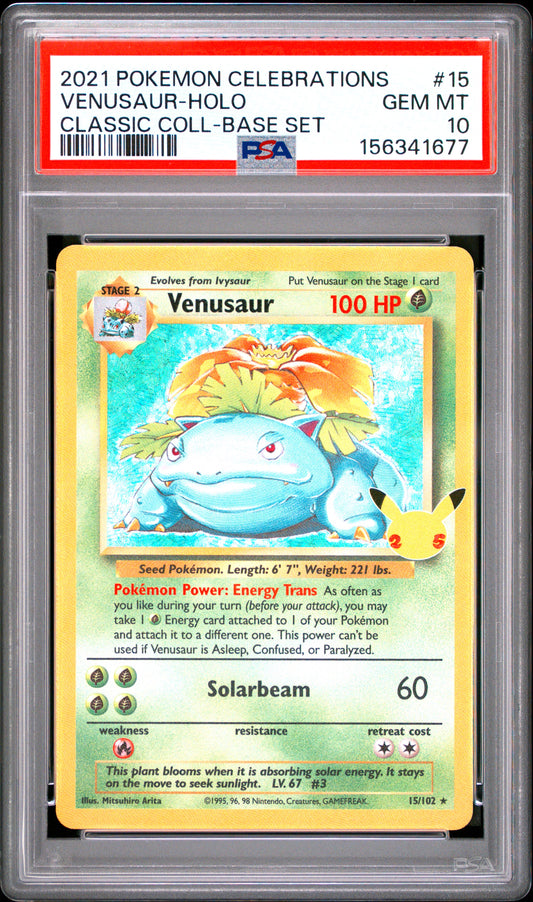 VENUSAUR HOLO 15 PSA 10 CELEBRATIONS CLASSIC COLLECTION POKEMON