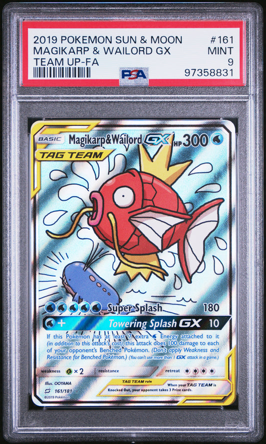 POKEMON TCG - MAGIKARP & WAILORD GX 161/181 PSA 9 TEAM UP POKEMON