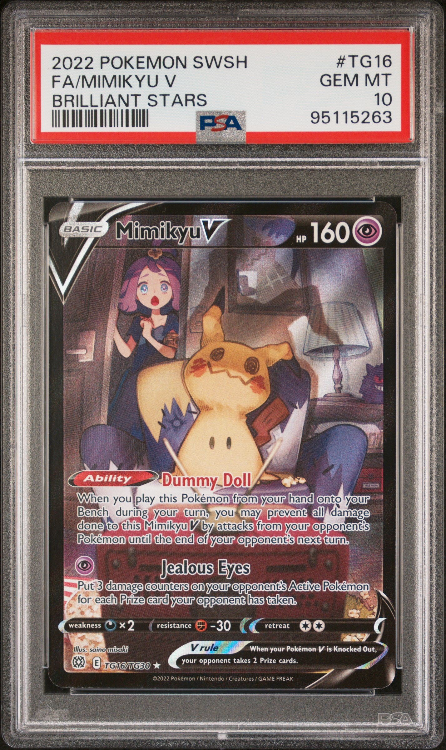MIMIKYU V TG16 PSA 10 BRILLIANT STARS POKEMON