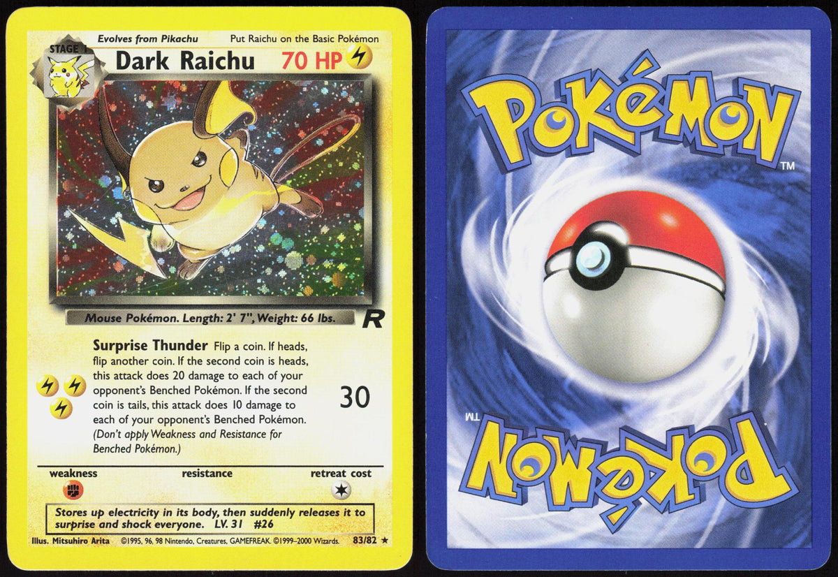 DARK RAICHU 83/82 TEAM ROCKET POKEMON SECRET RARE UNLIMITED HOLO LP