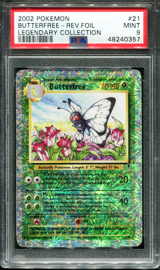 BUTTERFREE REVERSE HOLO 21 PSA 9 LEGENDARY COLL. POKEMON