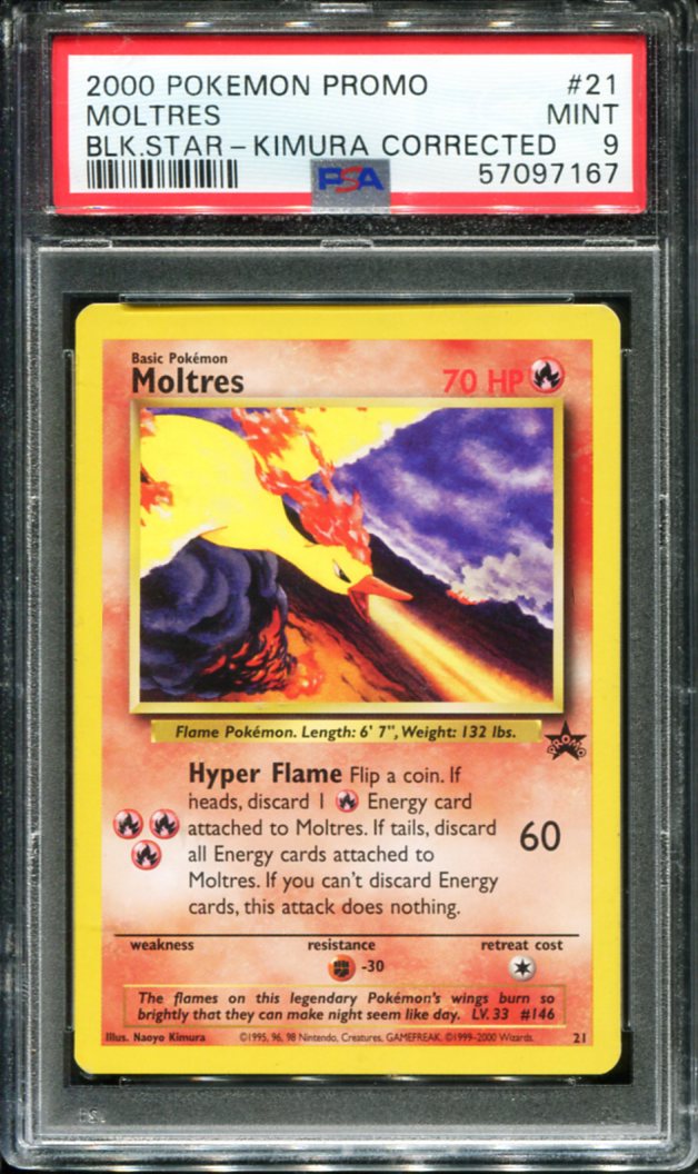 MOLTRES 21 PSA 9 NAOYO KIMURA CORRECTED PROMO BLACK STAR POKEMON