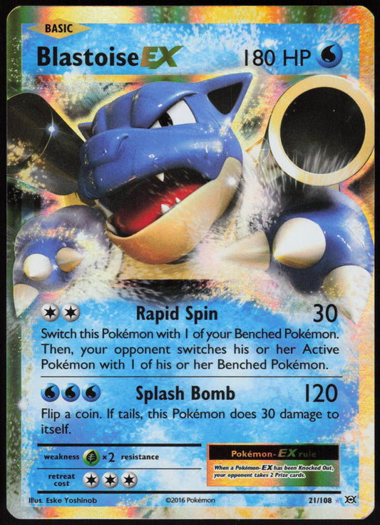 BLASTOISE EX 21/108 EVOLUTIONS POKEMON EX RARE HOLO LP