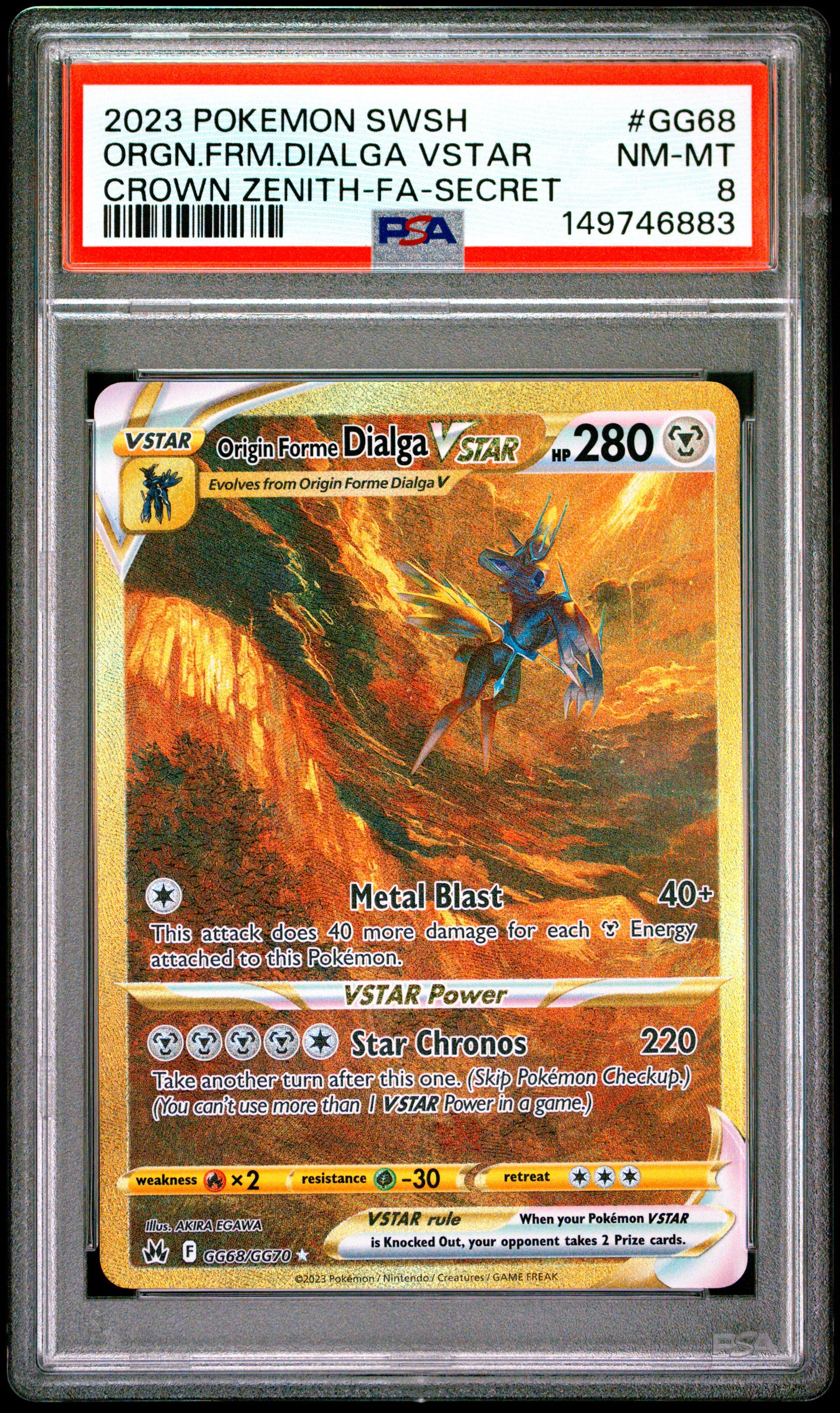 POKEMON TCG - ORIGIN FORME DIALGA VSTAR GG68/GG70 PSA 8 SECRET POKEMON