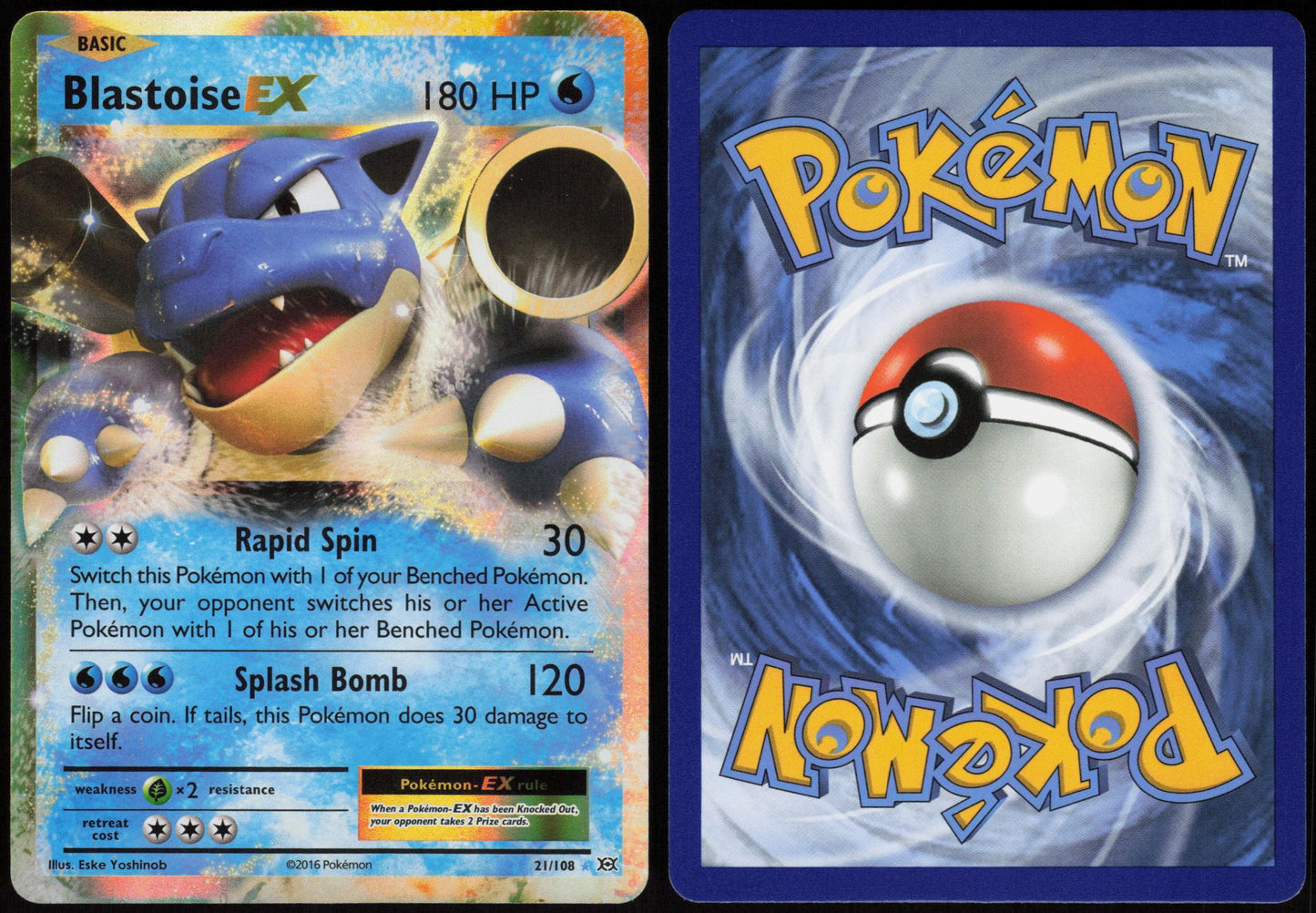 BLASTOISE EX 21/108 EVOLUTIONS POKEMON EX RARE HOLO NM