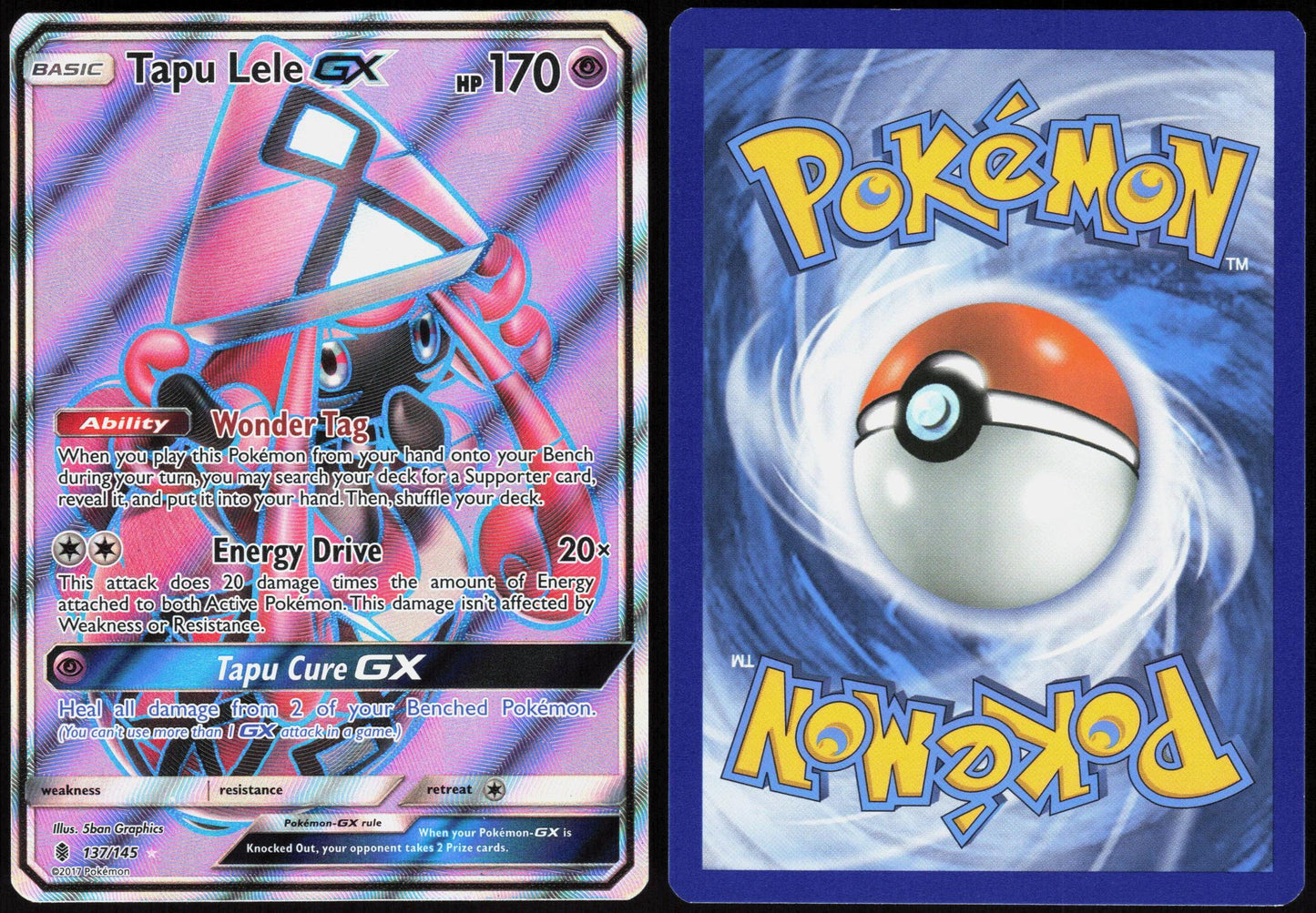 TAPU LELE GX (FULL ART) 137/145 GUARDIANS RISING POKEMON ULTRA RARE HOLO LP