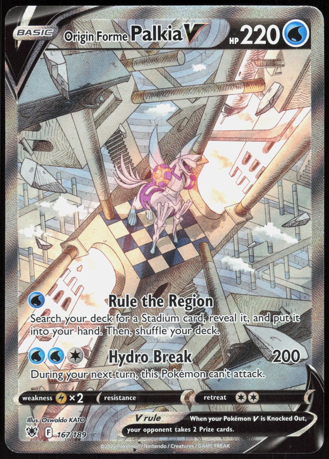 ORIGIN FORME PALKIA V 167/189 ASTRAL RADIANCE POKEMON ULTRA RARE HOLO LP