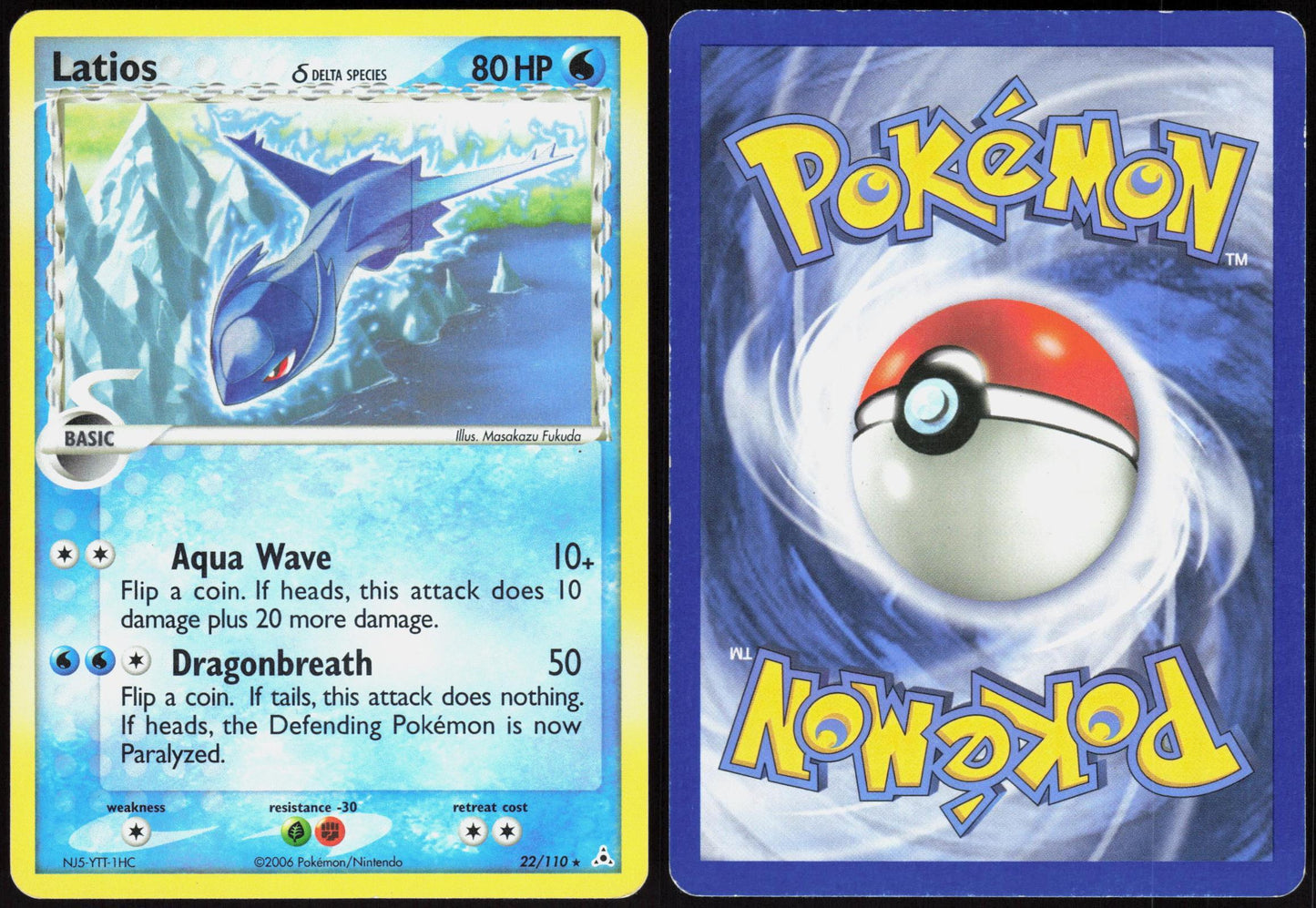 LATIOS (HOLO) 22/110 DECK EXCLUSIVES POKEMON HOLO RARE MP